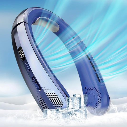Rechargeable Portable Neck Fan – Silent with LED Display