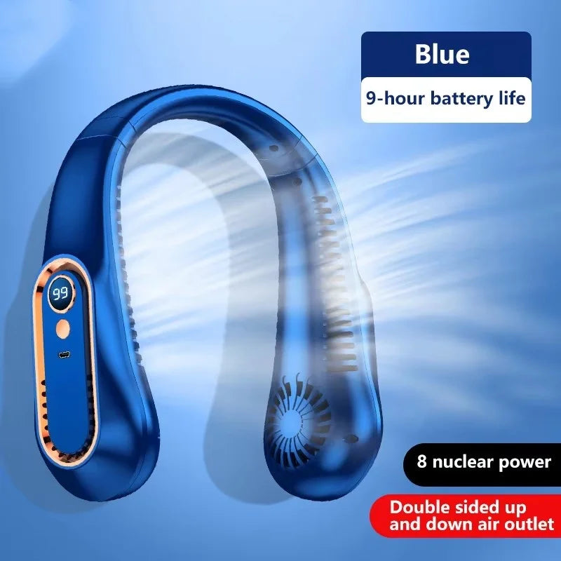 Rechargeable Portable Neck Fan – Silent with LED Display