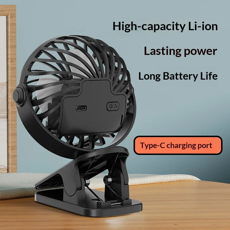 ❄️ Rechargeable Clip-on Fan – Powerful Cooling, Wherever You Go! ❄️