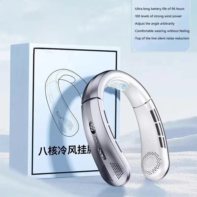Rechargeable Portable Neck Fan – Silent with LED Display