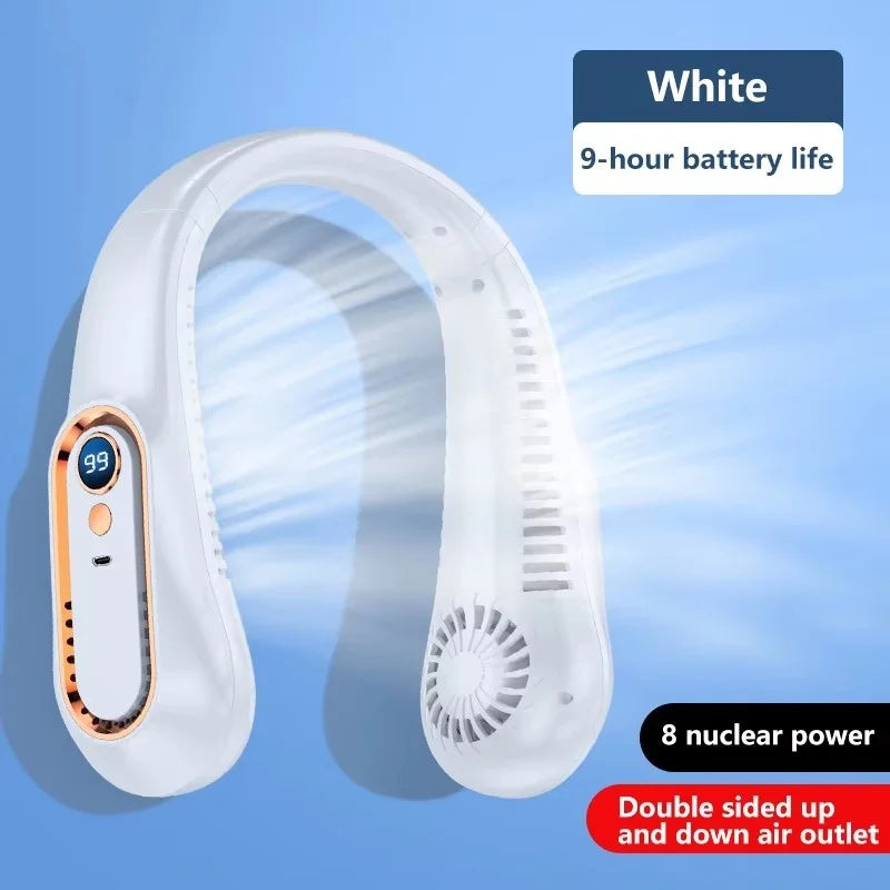 Rechargeable Portable Neck Fan – Silent with LED Display