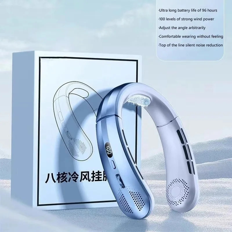 Rechargeable Portable Neck Fan – Silent with LED Display