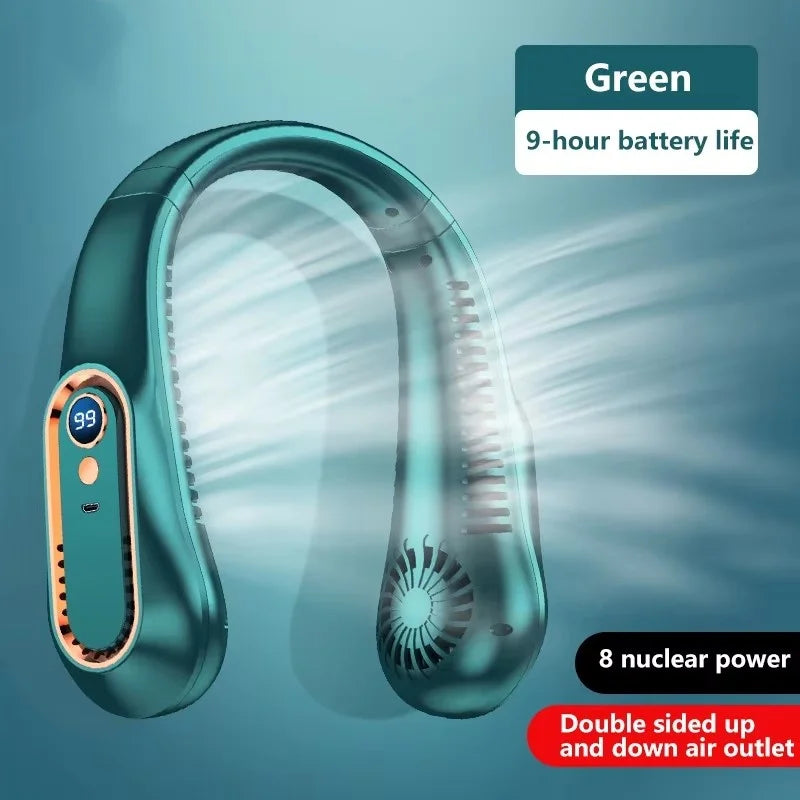 Rechargeable Portable Neck Fan – Silent with LED Display
