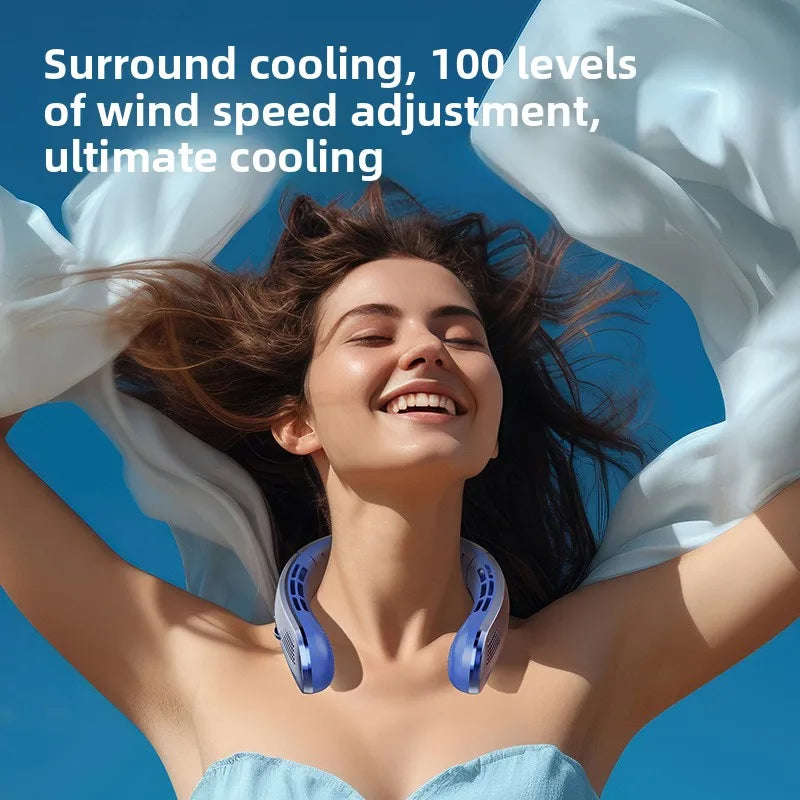 Rechargeable Portable Neck Fan – Silent with LED Display